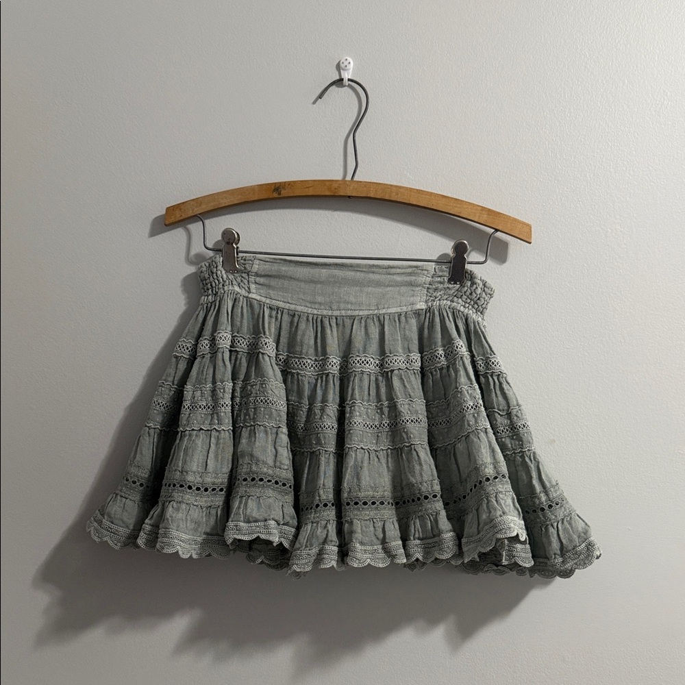 Sunday St Tropez Clarissa Linen Mini Skirt Sage Green